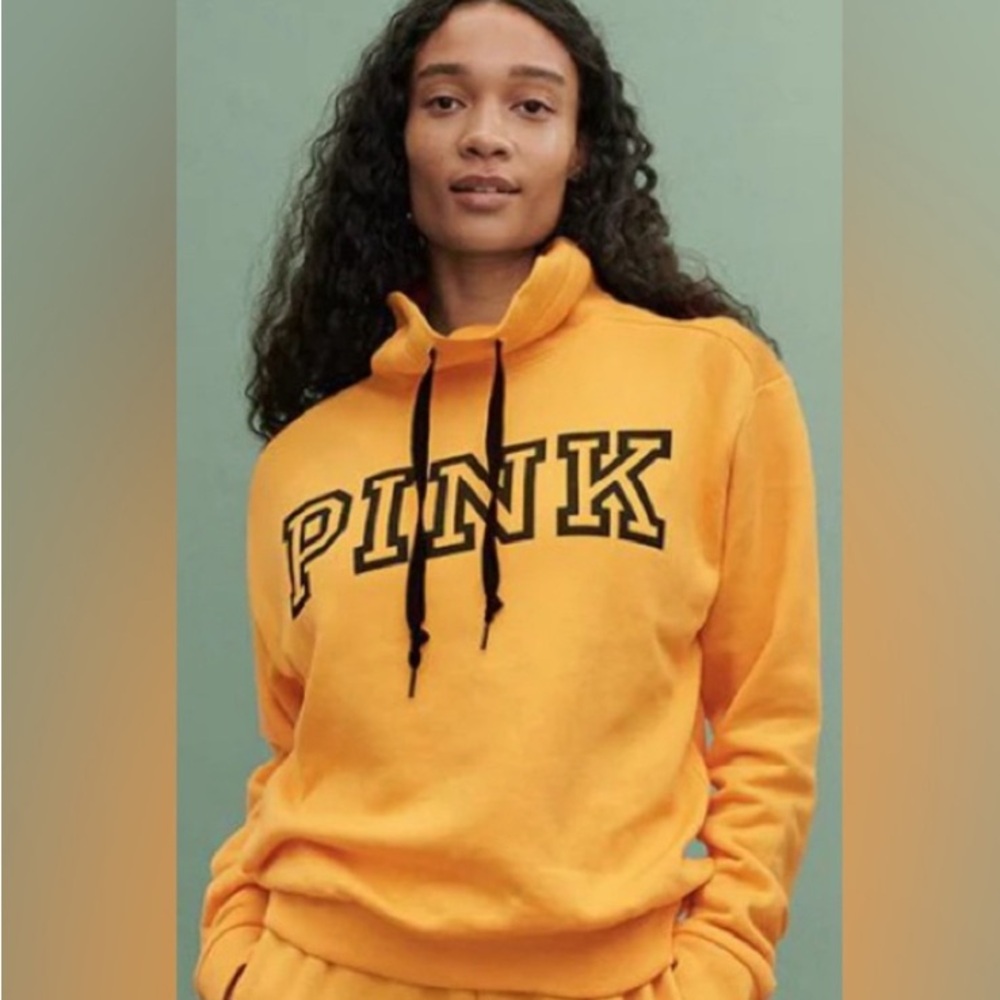 PINK Victoria's Secret Yellow Logo Pullover Hoodie